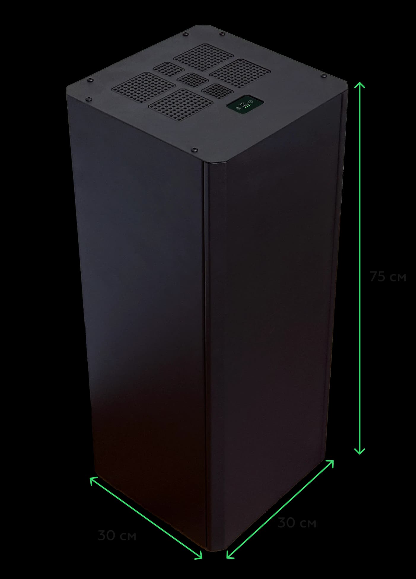 Размеры AtomPot XL: высота 75 см, ширина и глубина 30 см